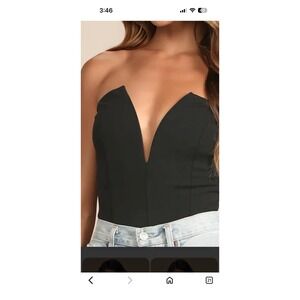 NWT Lulus Babe Alert Notched Deep V Strapless Bodysuit L Sexy New With Tags